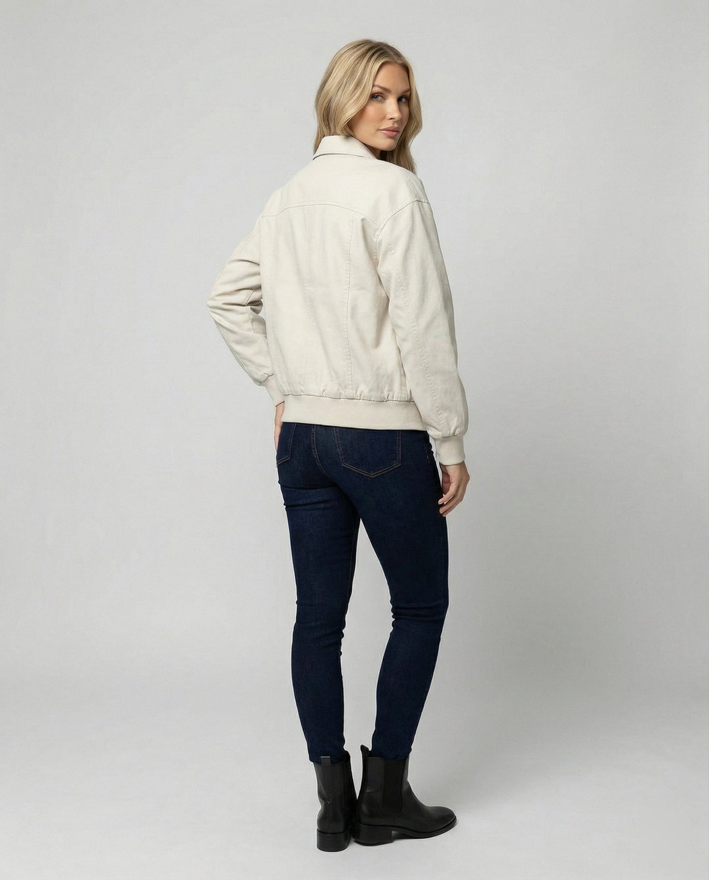 Damen Blousonjacke Leicht Baumwolle Elastikbund Modern