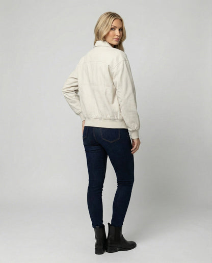 Damen Blousonjacke Leicht Baumwolle Elastikbund Modern