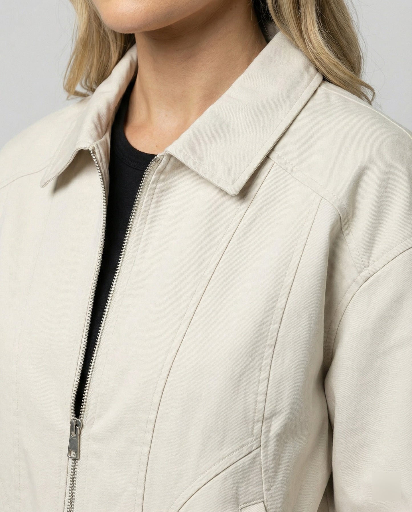 Damen Blousonjacke Leicht Baumwolle Elastikbund Modern