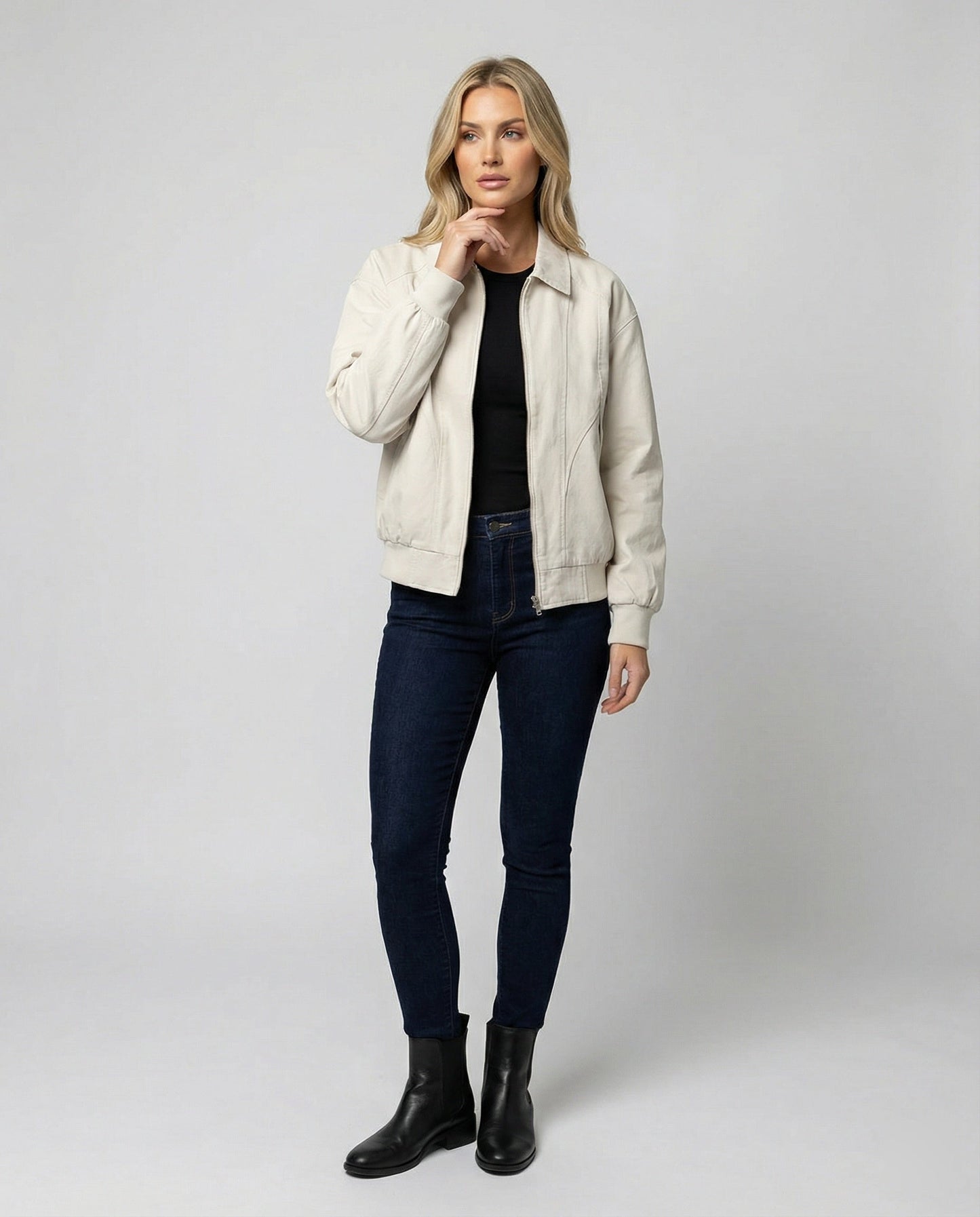 Damen Blousonjacke Leicht Baumwolle Elastikbund Modern