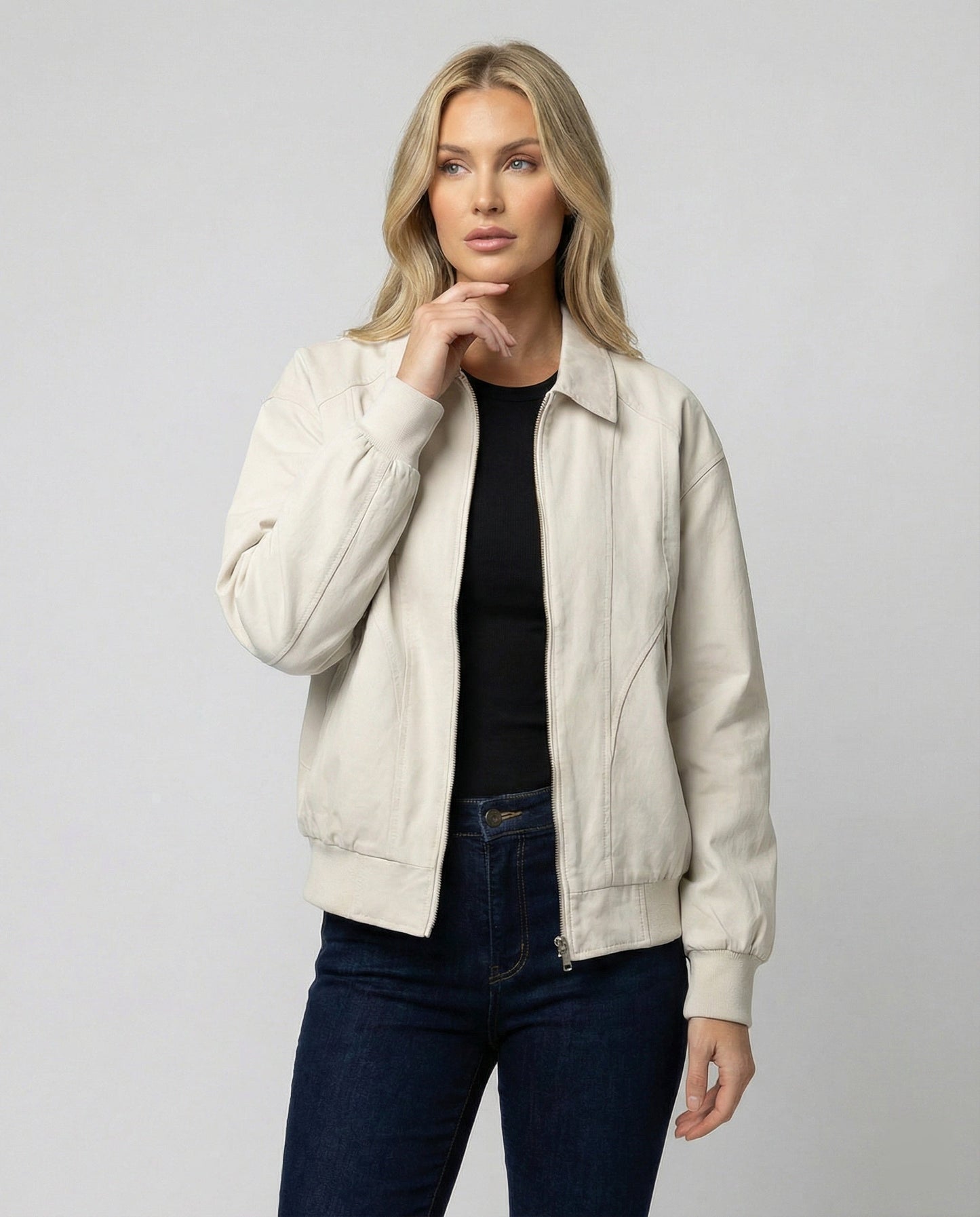 Damen Blousonjacke Leicht Baumwolle Elastikbund Modern - Norvielle