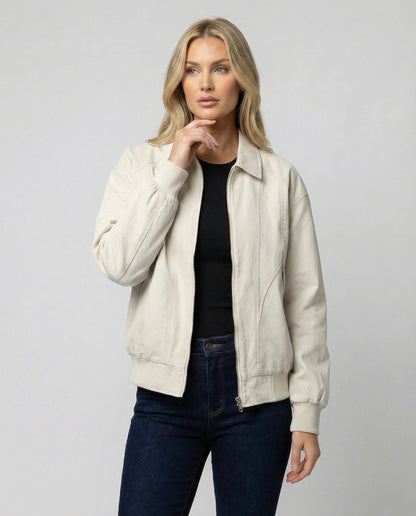 Damen Blousonjacke Leicht Baumwolle Elastikbund Modern - Norvielle