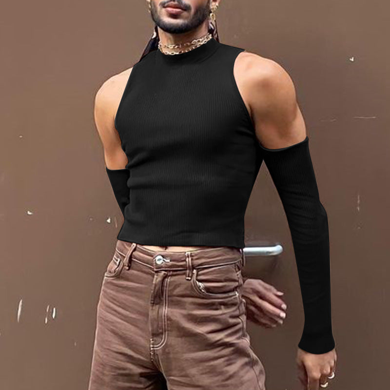 Herren Tanktop Stehkragen Ärmellos Sportlich