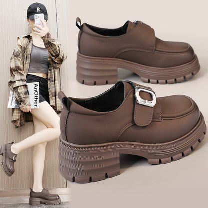 Damen Plateau Halbschuhe Robust mit Schnalle Elegantes Design