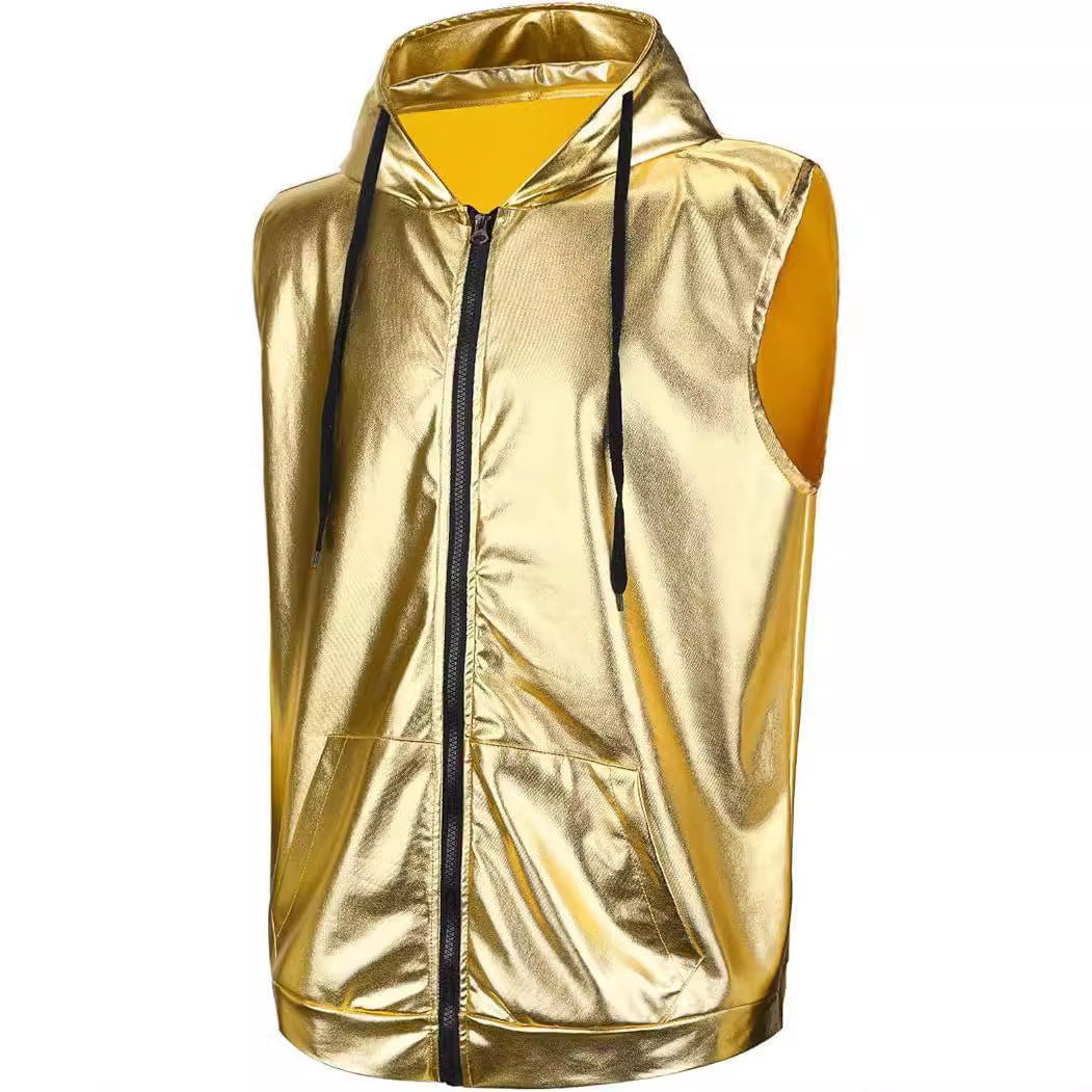 Herren Kapuzenweste Metallic Glanz Modern Schwarz - Norvielle