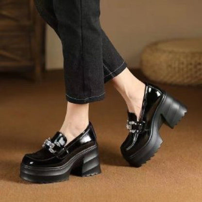 Damen Plateau Schuhe Hoch mit Ketten Dekor