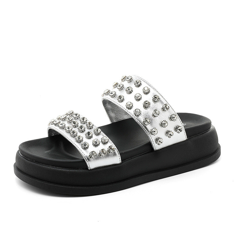 Damen Strandsandalen Glamourös Kristallstein Dekoration