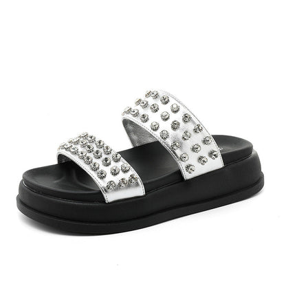 Damen Strandsandalen Glamourös Kristallstein Dekoration