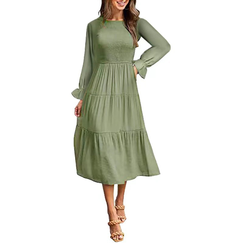 Elegantes Damen Maxikleid mit Rüschen Lang