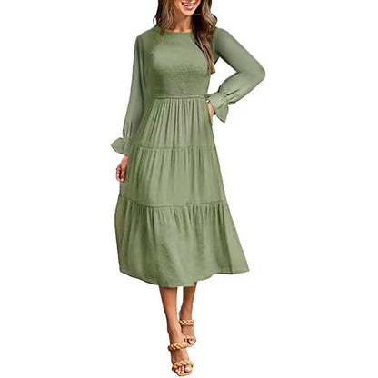 Elegantes Damen Maxikleid mit Rüschen Lang