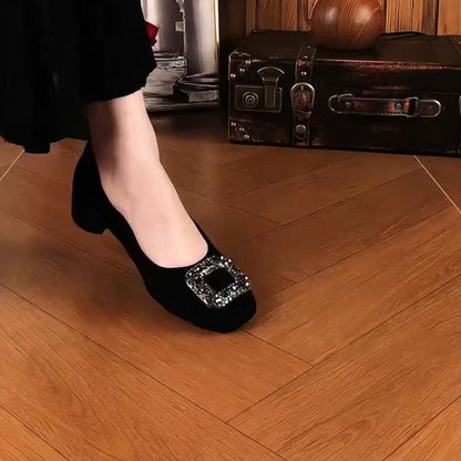 Damen Ballerinas Elegant Strass Schließe