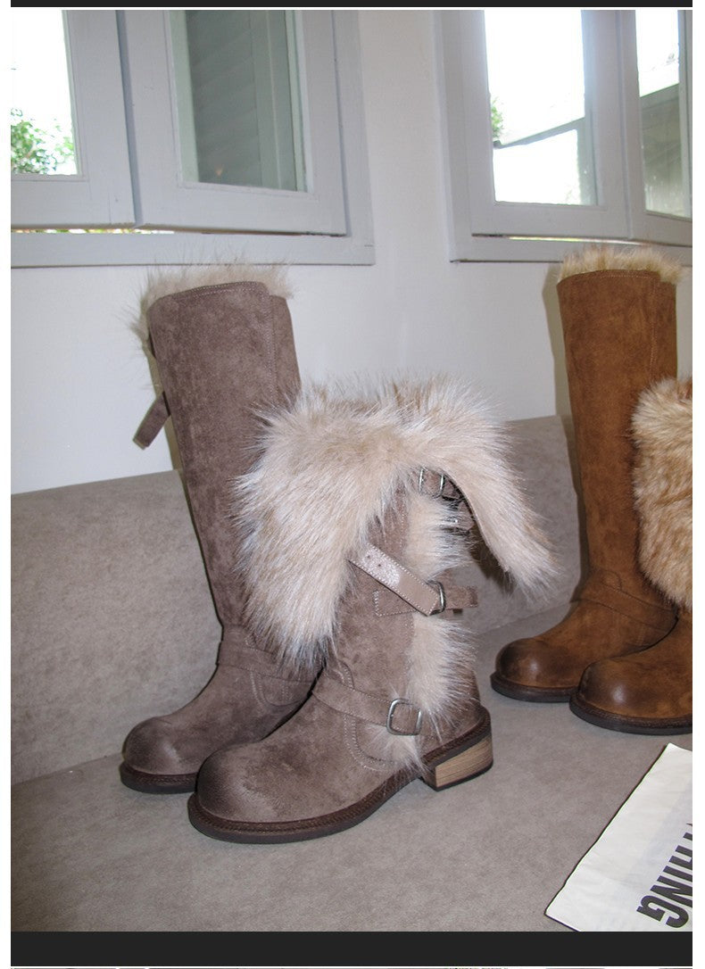 Damen Winterstiefel Robust Schnee Kunstfellkragen