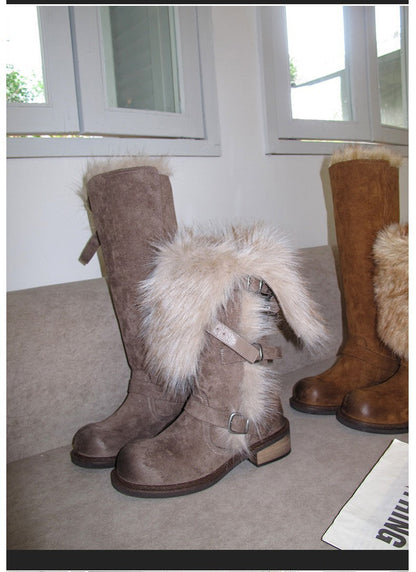 Damen Winterstiefel Robust Schnee Kunstfellkragen