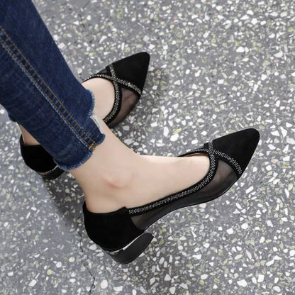 Damen Pumps Hochhackig Transparentes Mesh Mit Glitzerdetails - Norvielle