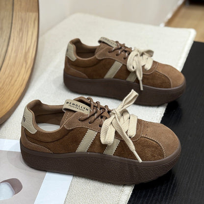 Damen Sneaker Weiches Wildleder Dicke Sohle