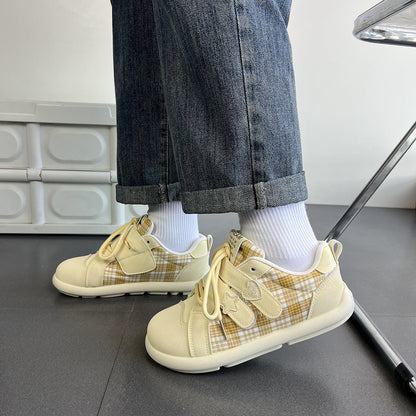 Damen Sneaker Kariert Klettverschluss Sportlich