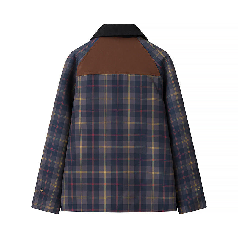 Damen Geruite Winterjacke Weich Bontkragen