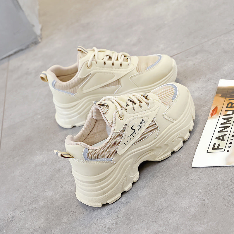 Damen Chunky Sneaker Atmungsaktives Obermaterial Stoßdämpfender