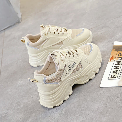 Damen Chunky Sneaker Atmungsaktives Obermaterial Stoßdämpfender