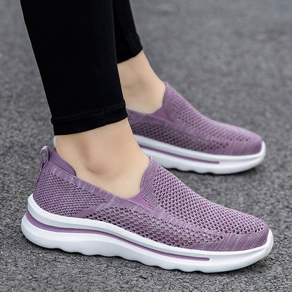 Damen Sneaker Slip-On Atmungsaktives Mesh Schwarz - Norvielle