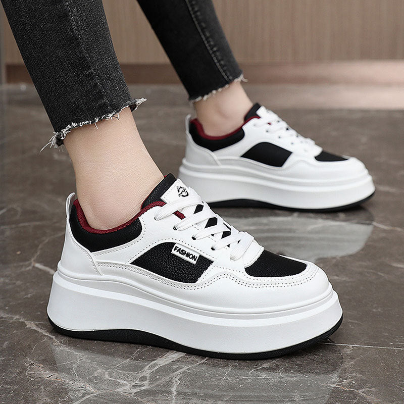 Damen Plateau Sneaker Atmungsaktives Material Gepolstert