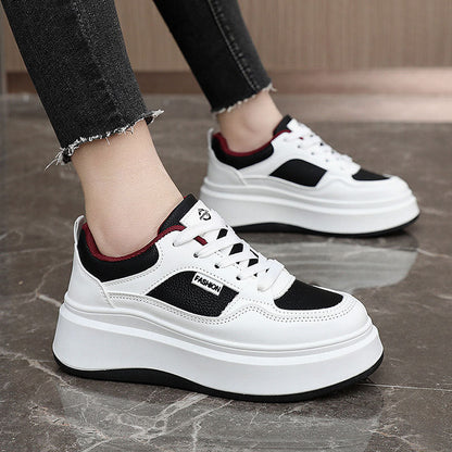 Damen Plateau Sneaker Atmungsaktives Material Gepolstert
