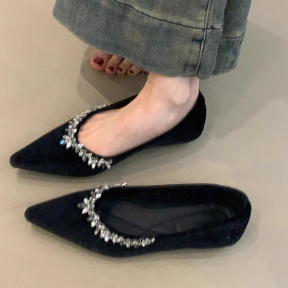 Damen Slipper Elegant Strass Schuhe Schwarz - Norvielle
