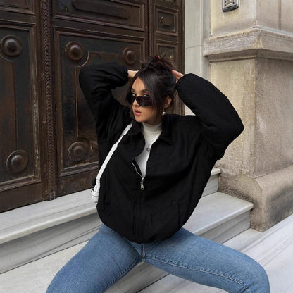 Damen Oversized Jacke Mit Taschen Eleganter Schnitt