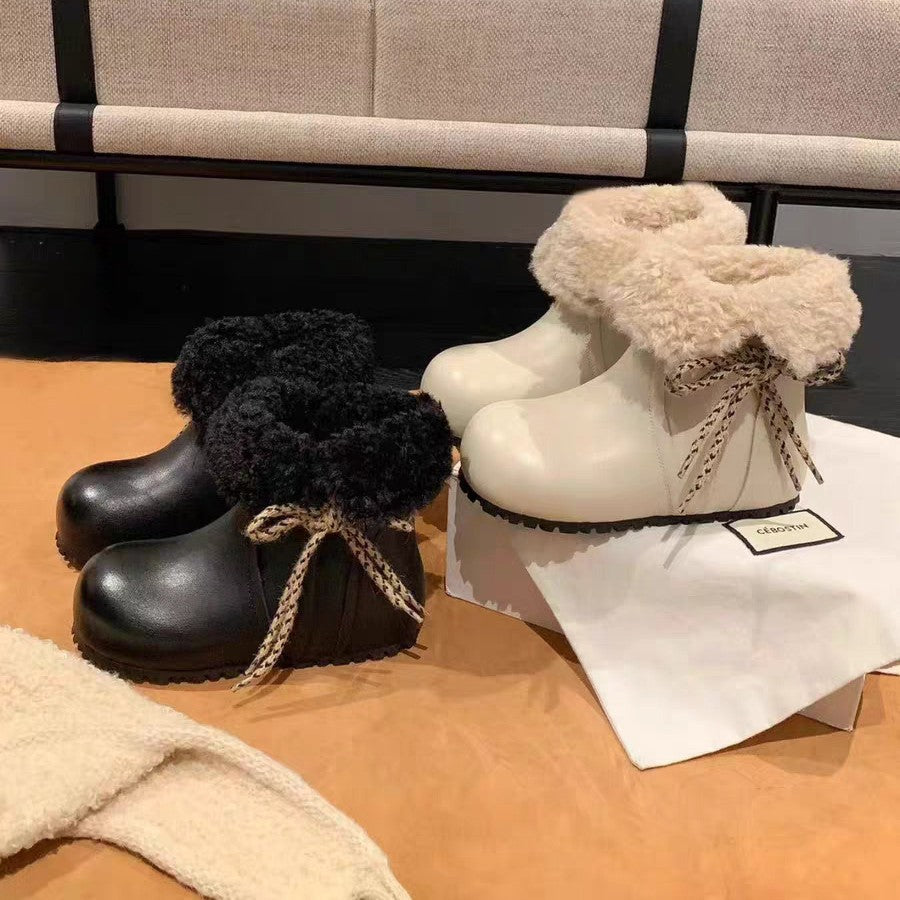 Damen Schnürboots Warm Kuschelig Winterstiefel