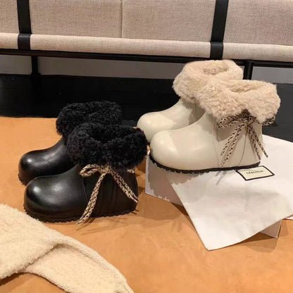 Damen Schnürboots Warm Kuschelig Winterstiefel