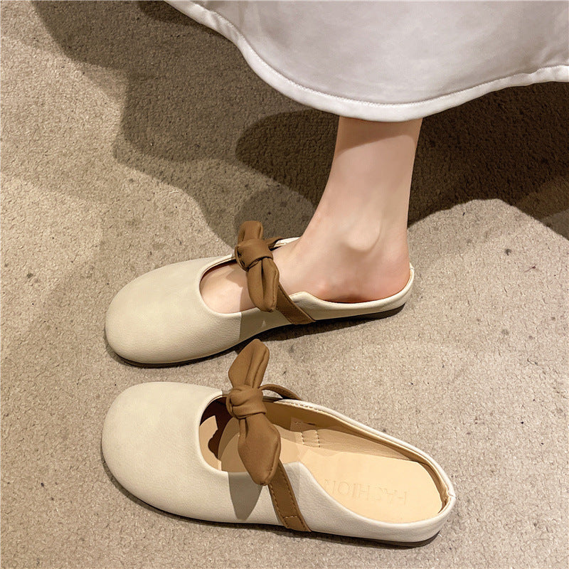 Damen Mules Bequem Schleife