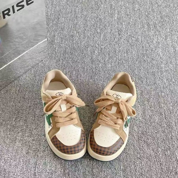 Damen Sneaker Kariert Atmungsaktives Obermaterial Sportlich