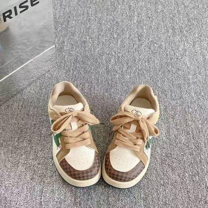 Damen Sneaker Kariert Atmungsaktives Obermaterial Sportlich