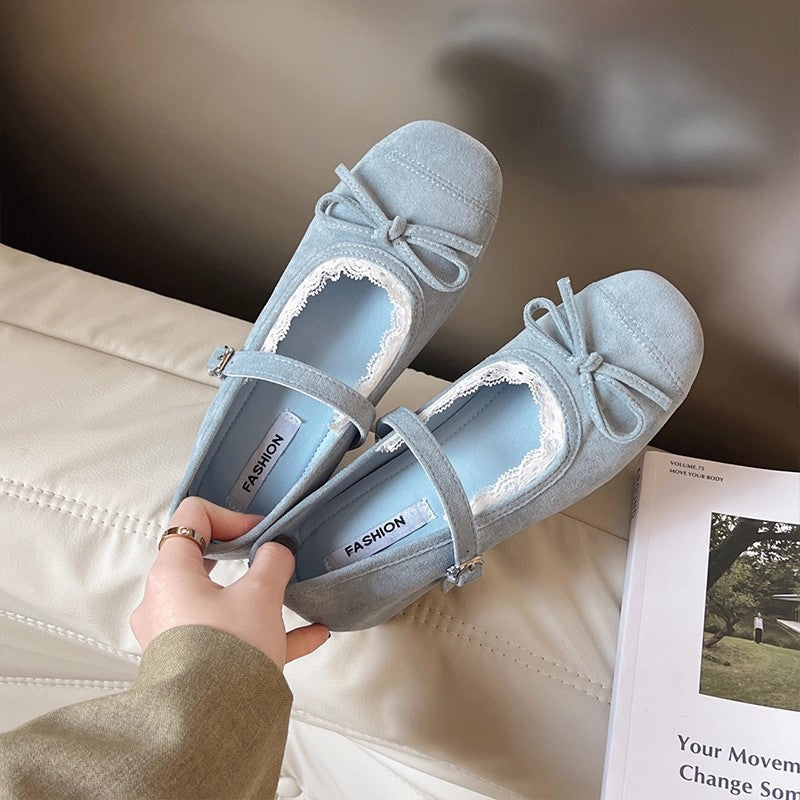 Damen Ballerinas Spitze Schnalle Elegant