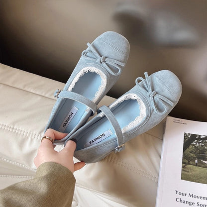 Damen Ballerinas Spitze Schnalle Elegant
