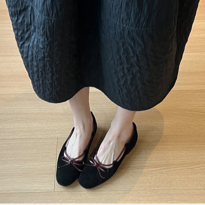 Damen Ballerinas Wildleder Schleifen Elegant