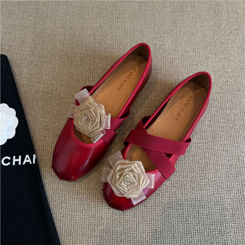 Damen Ballerinas mit Blumenapplikation Komfortschuhe