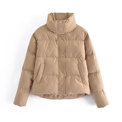 Damen Steppjacke Hochkragen Mit Taschen