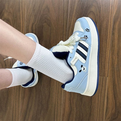 Damen Sneaker Sportlich Karomuster Bequem Schnüren