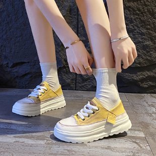 Damen Plateau Sneaker Atmungsaktives Mesh Elastischer Riemen