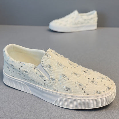 Damen Sneaker Glitzernde Oberfläche Komfortabel Schwarz - Norvielle