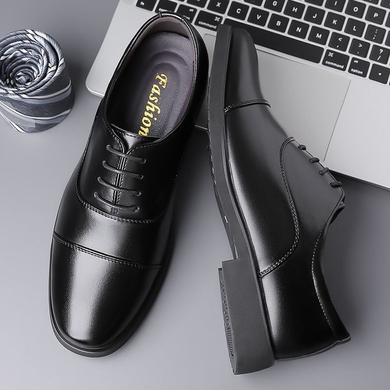 Herren Lederschnürschuhe Klassisch Elegante Ledersohle Schwarz - Norvielle
