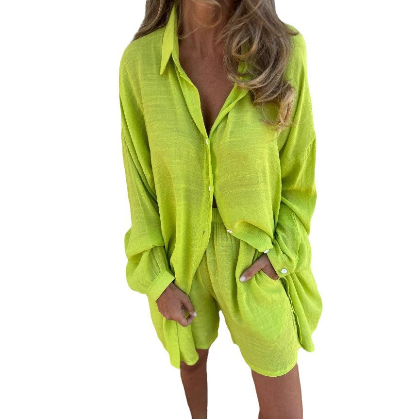 Damen Oversize Hemdkleid Rollkragen Baumwolle
