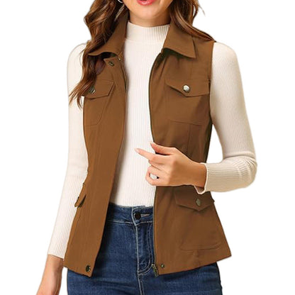 Damen Outdoorweste Funktionsweste Mit Taschen Reißverschluss