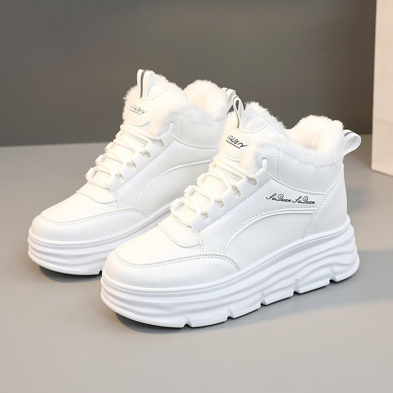 Damen Winter Sneaker Hoch Rutschfest Elastisch Schwarz - Norvielle