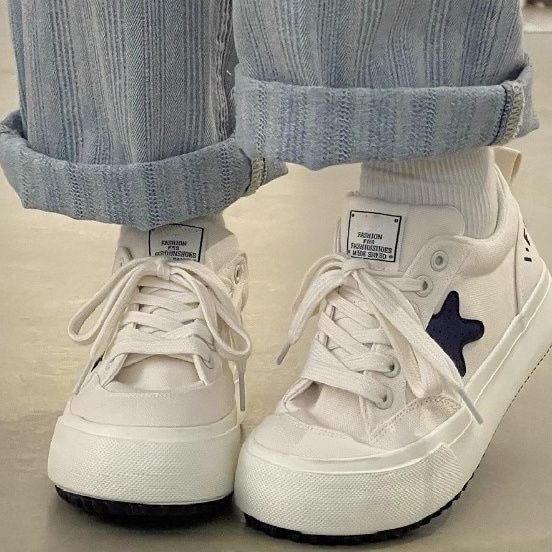 Damen Sneaker Komfortabel Sternenmuster Schwarz Modisch wird - Norvielle