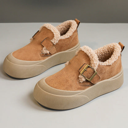 Damen Slipper Flauschig Warm Schnalle