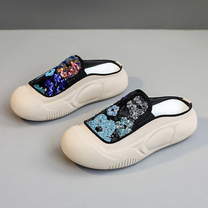 Damen Clogs Schimmer Pailletten Modisch
