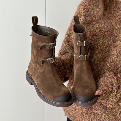 Damen Stiefel Robust Schnalle Winter