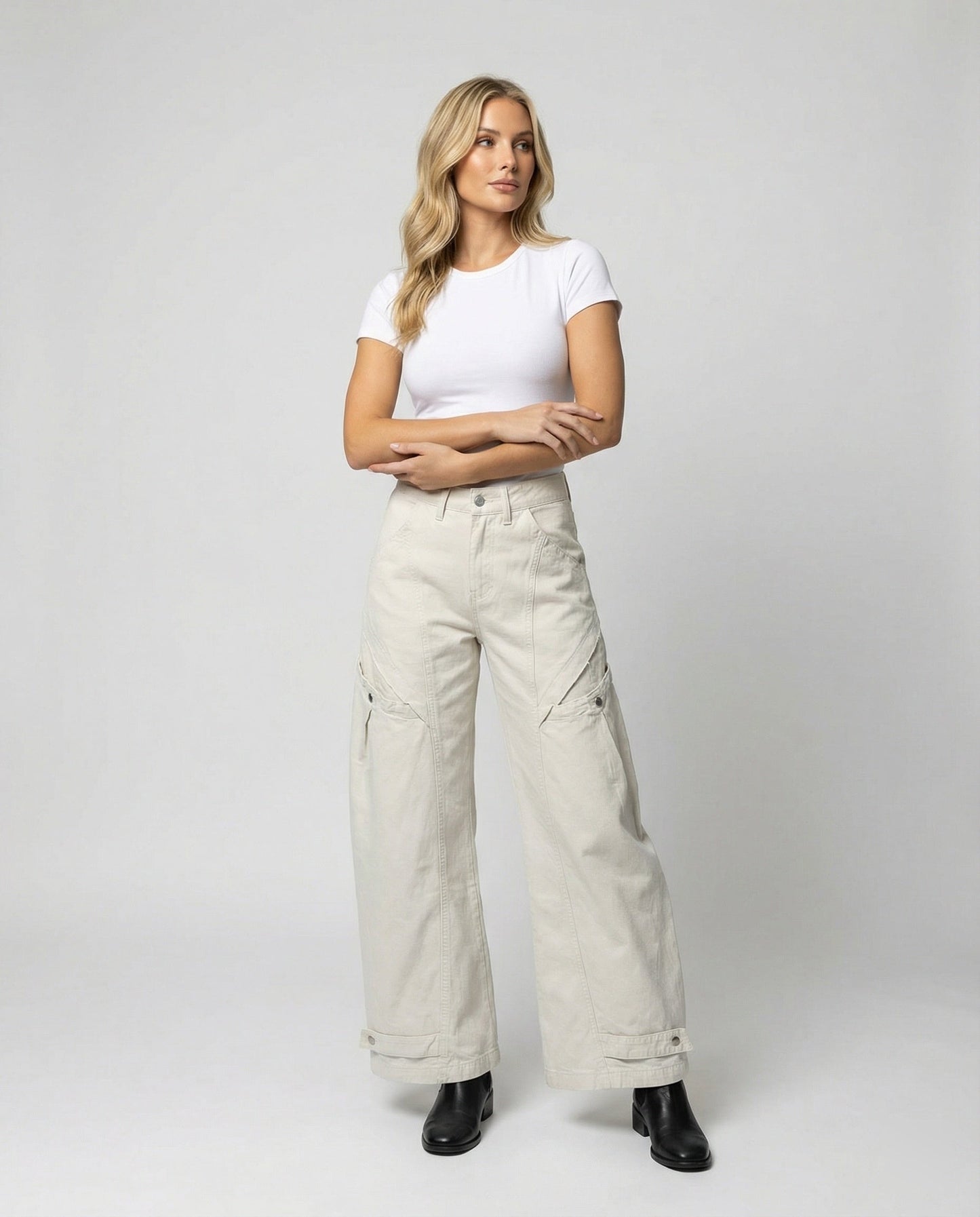 Damen Highwaist Palazzo Hose Elastisch